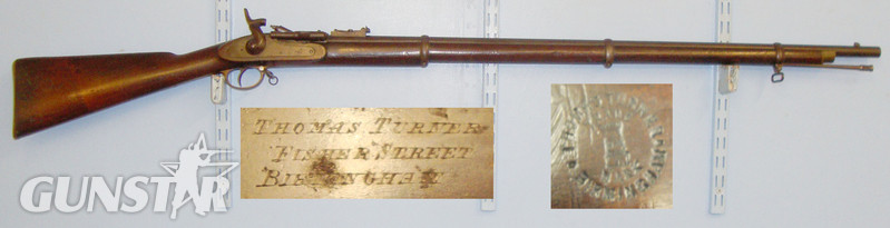 T. Turner & Sons Snider Calibre 3 Band Rifle Retailed By Thomas Turner, Birmingham Single Shot .58 Cal Muzzleloader / Minie Ball Rifle in 