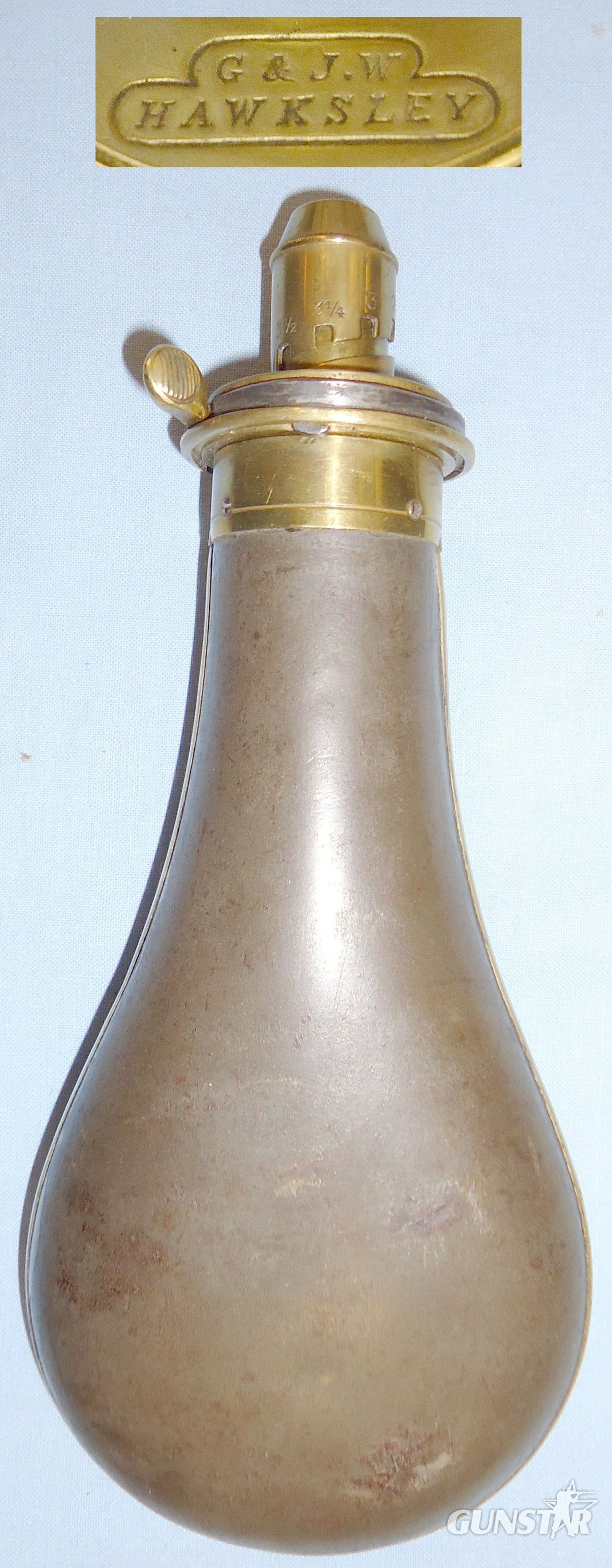 G & J.W HAWKSLEY Large Pear Shaped Plain Powder Flask. 22029. G & J.W HAWKSLEY Large Pear Shaped Plain Powder Flask. 22029.  Other Accessory in 
