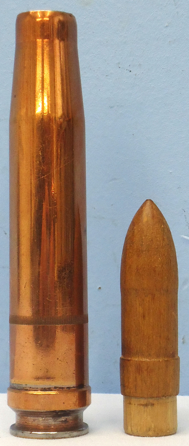  INERT DEACTIVATED. German, WW2, 1939 Dated, 20mm Soluthern (20x138B) (Flak 30 & 38) Wooden Bulleted Blank Round. - O 1986 INERT DEACTIVATED. German, WW2, 1939 Dated, 20mm Soluthern (20x138B) (Flak 30 & 38) Wooden Bulleted Blank Round. - O 1986  Other Ammunition