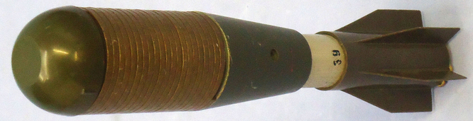 {CATEGORY} - INERT DEACTIVATED. British, Early Pattern, 40MM High Explosive Fragmentatioon Rifle Grenade. - O 2057 INERT DEACTIVATED. British, Early Pattern, 40MM High Explosive Fragmentatioon Rifle Grenade. - O 2057  Other Ammunition in 