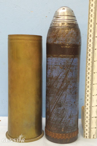  INERT DEACTIVATED. WW1, 1915 Dated German Shrapnal Round For The 7.7 cm Feldkano INERT DEACTIVATED. WW1, 1915 Dated German Shrapnal Round For The 7.7 cm Feldkano Antique & Militaria