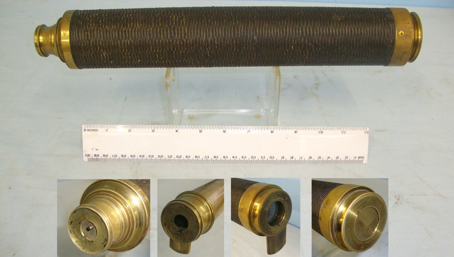 QUALITY**NAMED VICTORIAN 1848-1884 PROMINENT BRITISH ROYAL NAVY CAPTAIN’S 2 DRAW DAY OR NIGHT BRASS TELESCOPE**By Thomas Harris & Sons London Engraved To Capt H. Chads R.N’ With Sliding Eye Piece & Lens Shutters. Sn 22896  Sight & Optic