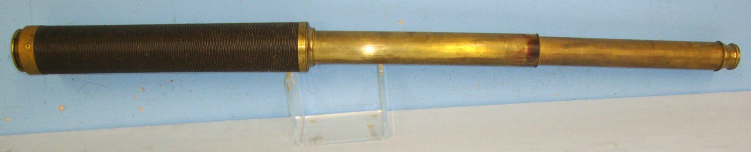  QUALITY**NAMED VICTORIAN 1848-1884 PROMINENT BRITISH ROYAL NAVY CAPTAIN’S 2 DRAW DAY OR NIGHT BRASS TELESCOPE**By Thomas Harris & Sons London Engraved To Capt H. Chads R.N’ With Sliding Eye Piece & Lens Shutters. Sn 22896  Sight & Optic