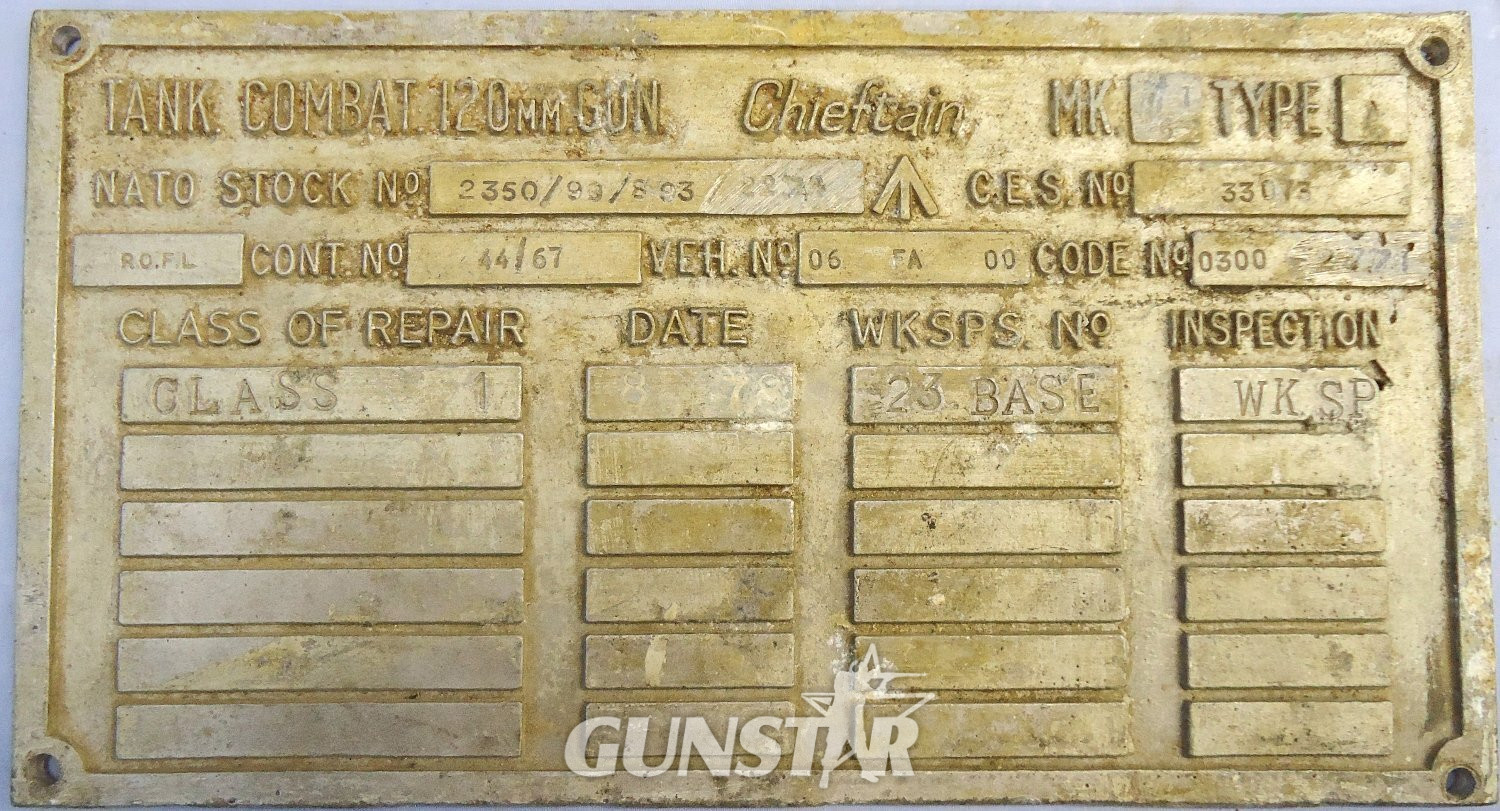 British Army Chieftain Main Battle Tank, 120mm Rifled Gun Identification Plate. MISC 1010 British Army Chieftain Main Battle Tank, 120mm Rifled Gun Identification Plate. MISC 1010 Antique & Militaria in 