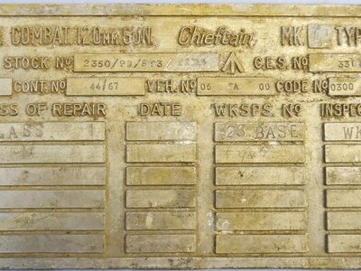 British Army Chieftain Main Battle Tank, 120mm Rifled Gun Identification Plate. MISC 1010 British Army Chieftain Main Battle Tank, 120mm Rifled Gun Identification Plate. MISC 1010 Antique & Militaria