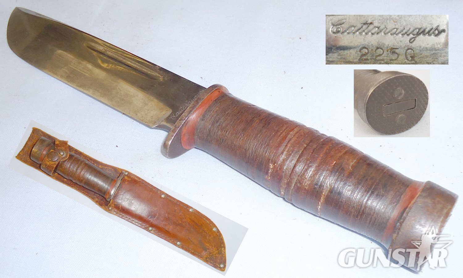 WW2, U.S Cattaraugus 225Q \' Quartermasters\' Fighting Utility Knife And Sheath. - ED 886 Knive