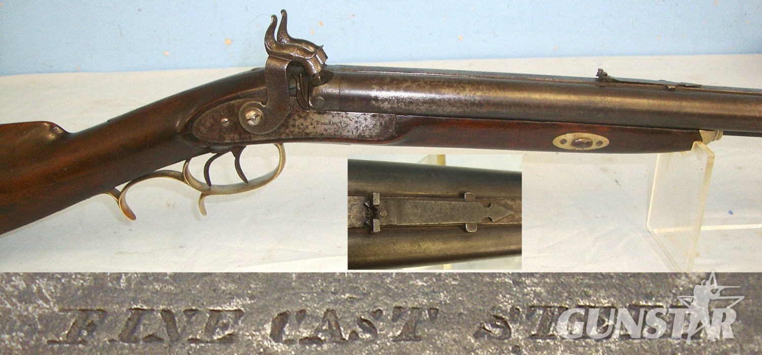 QUALITY** American Civil War Era Double Barrelled .44” Patched Ball Calibre Muzzle Loading Kentucky Plains Rifle By Nelson Delany Pennsylvania With Fine Cast Steel Barrels & German Silver Fittings. Sn 12466 double rifle Double Rifle .44 Rifle