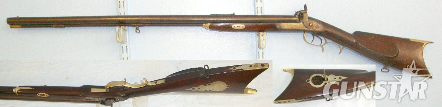  QUALITY** American Civil War Era Double Barrelled .44” Patched Ball Calibre Muzzle Loading Kentucky Plains Rifle By Nelson Delany Pennsylvania With Fine Cast Steel Barrels & German Silver Fittings. Sn 12466 double rifle Double Rifle .44 Rifle
