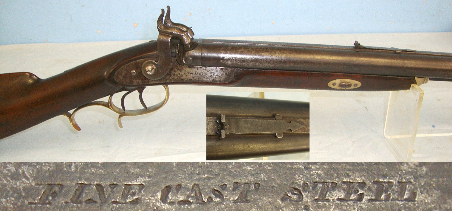 QUALITY** American Civil War Era Double Barrelled .44” Patched Ball Calibre Muzzle Loading Kentucky Plains Rifle By Nelson Delany Pennsylvania With Fine Cast Steel Barrels & German Silver Fittings. Sn 12466 double rifle Double Rifle .44 Rifle