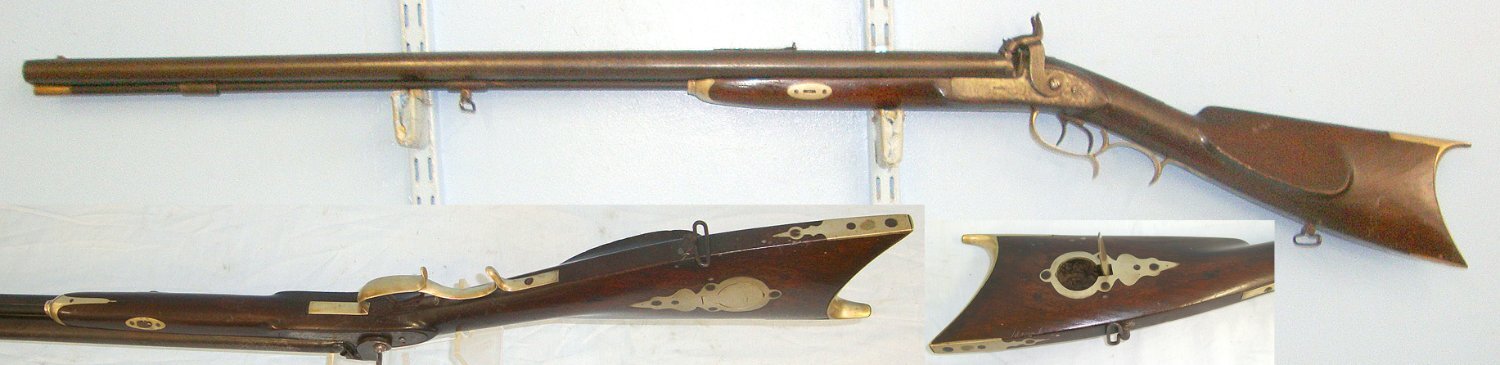  QUALITY** American Civil War Era Double Barrelled .44” Patched Ball Calibre Muzzle Loading Kentucky Plains Rifle By Nelson Delany Pennsylvania With Fine Cast Steel Barrels & German Silver Fittings. Sn 12466 double rifle Double Rifle .44 Rifle