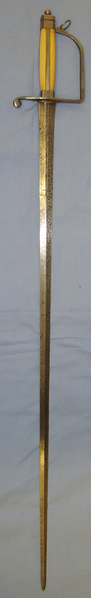  British 1786 Pattern Spadroon Infantry Officer’s Sword With Etched Blade & Antique Ivory Hilt. Sword