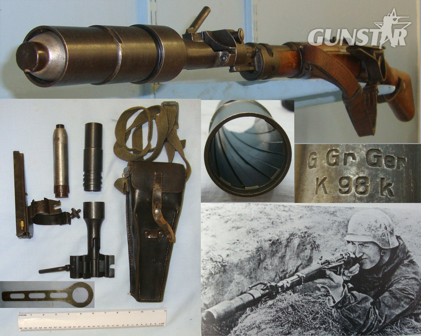 EXTREMELY RARE & COMPLETE**Original Cased WW2 1943 Nazi German ‘G Gr Ger K98k’ Gewehrgranatgerät (Rifle Grenade Equipment) Grenade Launcher For Mauser K98k Infantry Rifles With One Inert Deactivated 1942 3cm HE Gewehr Sprenggranate Rifle Grenade. N 1  Other Accessory in 