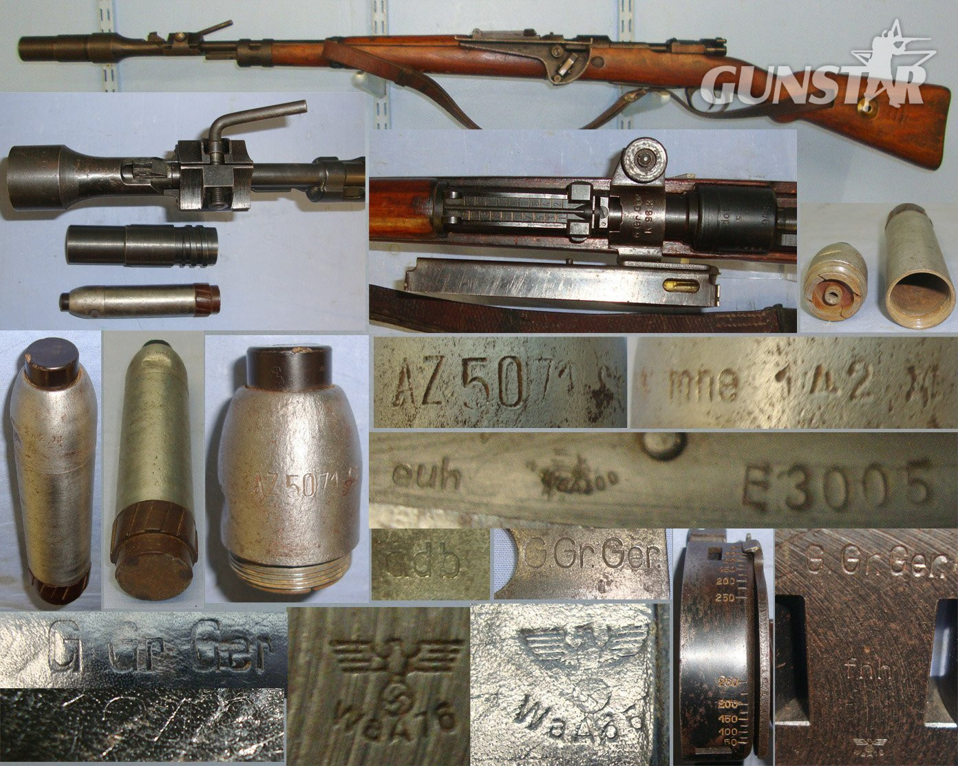 EXTREMELY RARE & COMPLETE**Original Cased WW2 1943 Nazi German ‘G Gr Ger K98k’ Gewehrgranatgerät (Rifle Grenade Equipment) Grenade Launcher For Mauser K98k Infantry Rifles With One Inert Deactivated 1942 3cm HE Gewehr Sprenggranate Rifle Grenade. N 1  Other Accessory
