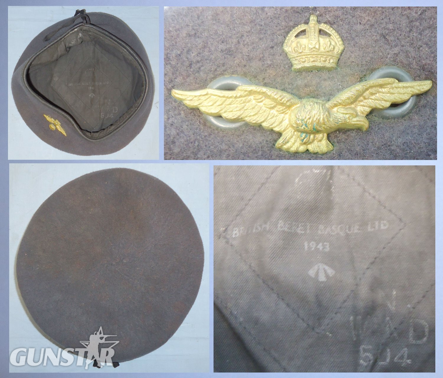  Original WWII 1943 Dated Royal Air Force Officers Beret. 22441:30. Original WWII 1943 Dated Royal Air Force Officers Beret. 22441:30.  Antique & Militaria