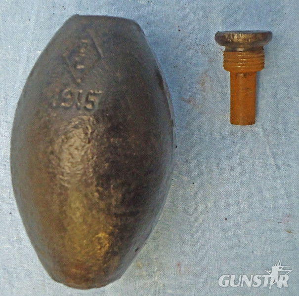  INERT DEACTIVATED. Rare British WW1, 1915 Dated No 16 Hand Grenade. Sn - 19322 INERT DEACTIVATED. Rare British WW1, 1915 Dated No 16 Hand Grenade. Sn - 19322  Other Ammunition