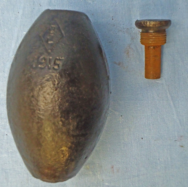  INERT DEACTIVATED. Rare British WW1, 1915 Dated No 16 Hand Grenade. Sn - 19322 INERT DEACTIVATED. Rare British WW1, 1915 Dated No 16 Hand Grenade. Sn - 19322  Other Ammunition