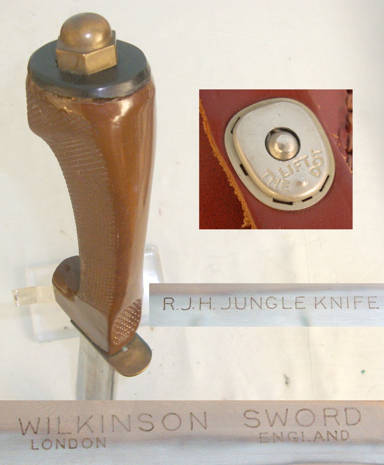 RARE** ONE OF 7,000, 1960’s British Military Wilkinson Sword RJH Jungle Fighting Knife with Correct British 1908 Pattern Cavalry Sabre Handle & Scabbard. Sn 18667 Hunting Knive