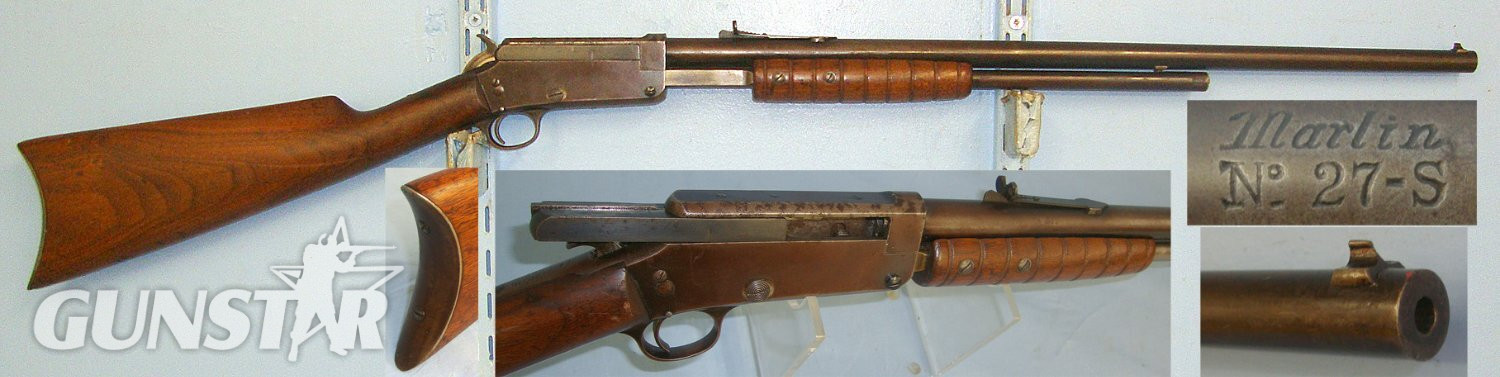 RARE UK OBSOLETE .25 RIM FIRE CALIBRE**1890-1904 Patent Marlin Firearms Co New Haven CT USA Model 27-S Pump /  Slide Action Rifle. Sn 23338 Pump Action .32 Rifle in 