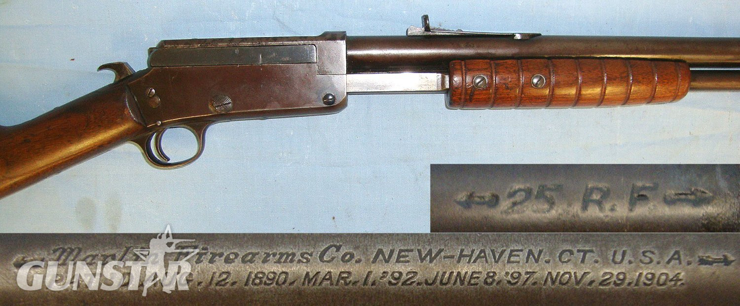 RARE UK OBSOLETE .25 RIM FIRE CALIBRE**1890-1904 Patent Marlin Firearms Co New Haven CT USA Model 27-S Pump /  Slide Action Rifle. Sn 23338 Pump Action .32 Rifle