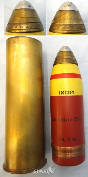  INERT DEACTIVATED. WW1 Unfired British 18 Pdr Incendiary Round Manufactured By T INERT DEACTIVATED. WW1 Unfired British 18 Pdr Incendiary Round Manufactured By T Antique & Militaria