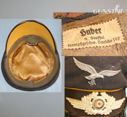  Huber With Manufacturer’s Label Luftwaffe NCO’s & Other Ranks Fliegerblau (Flier’s Blue) Visor Cap By Huber With Clothing