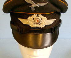 Huber With Manufacturer’s Label Luftwaffe NCO’s & Other Ranks Fliegerblau (Flier’s Blue) Visor Cap By Huber With Clothing