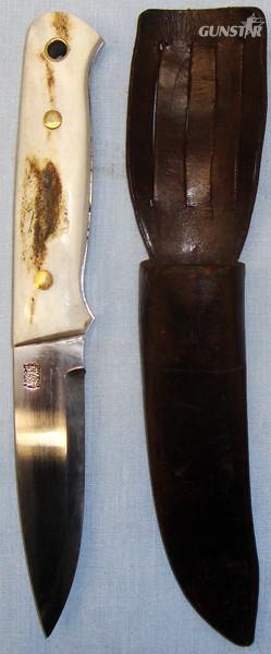 Arthur Wright & Son, Sheffield Hand Made Skinning Knife With Polished Bone Grips & Sheath. 19300 Hunting Knive in 