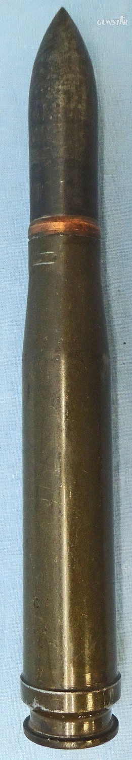 Breda DEACTIVATED INERT. WW2, 1943 Dated, Unfired Italian 20mm Breda 35 and Scotti gun (20x138B) Armour Piercing (AP) Round. - O 1948  Other Ammunition in 