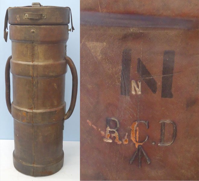 British, WW1 Era, Royal Navy, Leather Number 46 Clarkson Case Charge Carrier for the 8 Inch Guns & Lid. - O 2268 British, WW1 Era, Royal Navy, Leather Number 46 Clarkson Case Charge Carrier for the 8 Inch Guns & Lid. - O 2268  Other Ammunition