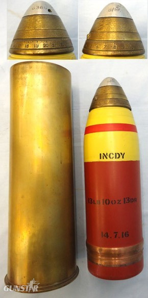  INERT DEACTIVATED. WW1 Unfired British 18 Pdr Incendiary Round Manufactured By T INERT DEACTIVATED. WW1 Unfired British 18 Pdr Incendiary Round Manufactured By T Antique & Militaria