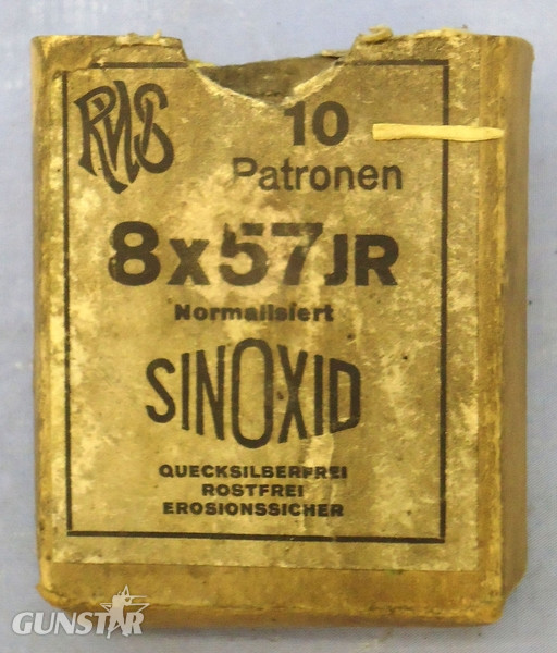 DEACTIVATED INERT. Unfired Pre War 10 Round Pack Of RWS 8x57JR Hunting Ammunition. - O 1844 DEACTIVATED INERT. Unfired Pre War 10 Round Pack Of RWS 8x57JR Hunting Ammunition. - O 1844  Other Ammunition - {CATEGORY} in 