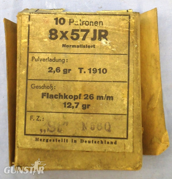 DEACTIVATED INERT. Unfired Pre War 10 Round Pack Of RWS 8x57JR Hunting Ammunition. - O 1844 DEACTIVATED INERT. Unfired Pre War 10 Round Pack Of RWS 8x57JR Hunting Ammunition. - O 1844  Other Ammunition - {CATEGORY}