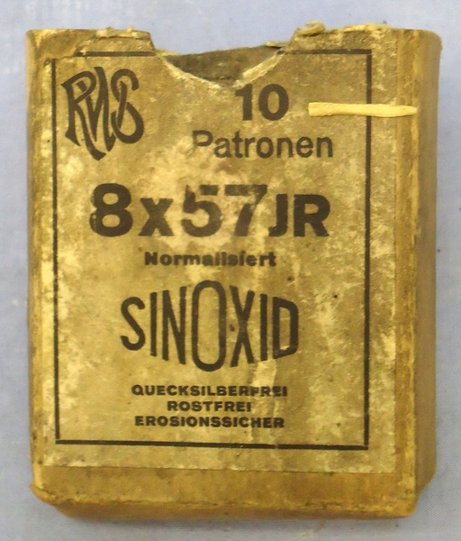 DEACTIVATED INERT. Unfired Pre War 10 Round Pack Of RWS 8x57JR Hunting Ammunition. - O 1844 DEACTIVATED INERT. Unfired Pre War 10 Round Pack Of RWS 8x57JR Hunting Ammunition. - O 1844  Other Ammunition - {CATEGORY} in 