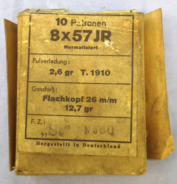 DEACTIVATED INERT. Unfired Pre War 10 Round Pack Of RWS 8x57JR Hunting Ammunition. - O 1844 DEACTIVATED INERT. Unfired Pre War 10 Round Pack Of RWS 8x57JR Hunting Ammunition. - O 1844  Other Ammunition - {CATEGORY}