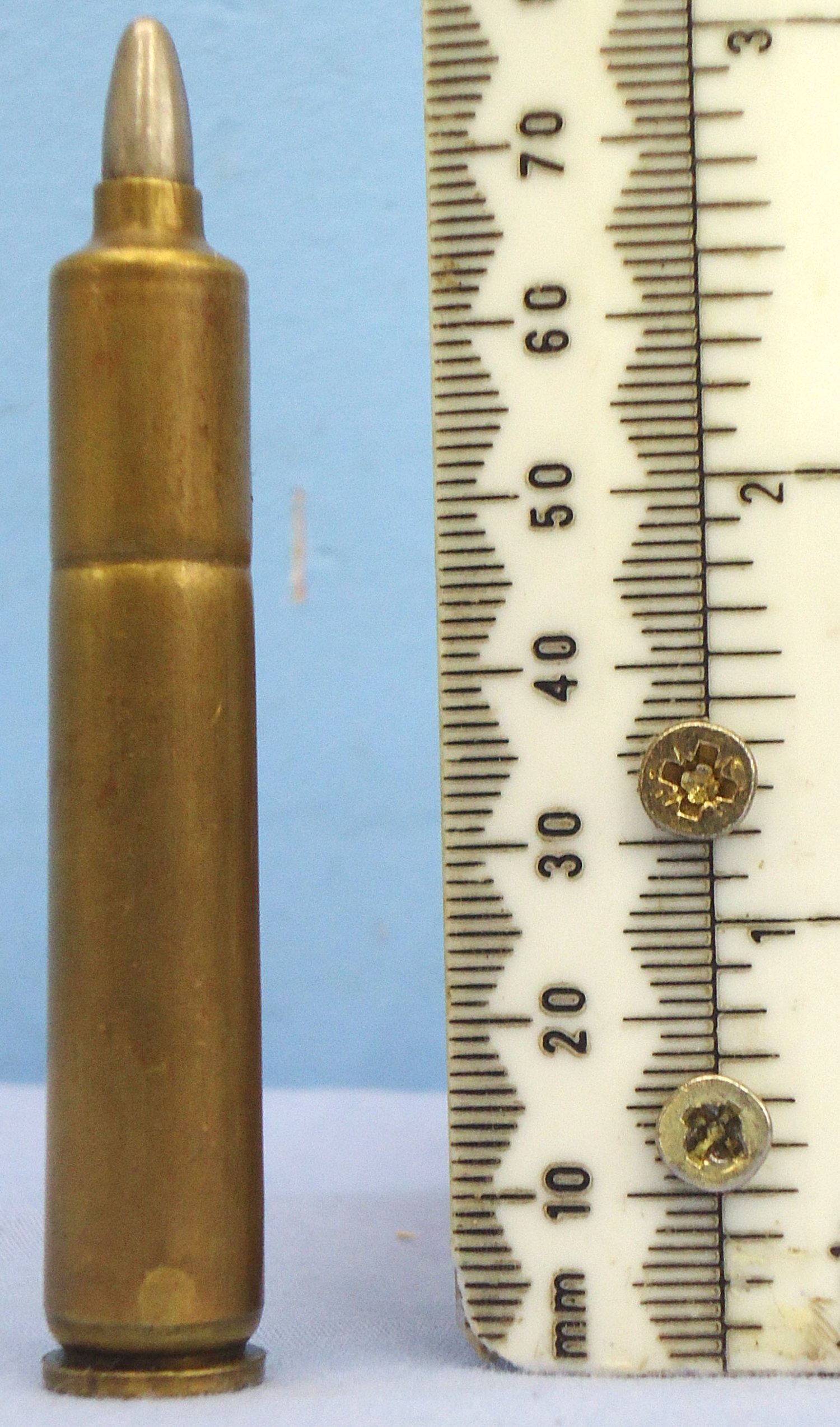 INERT DEACTIVATED. **VERY RARE**. Mexican 5.2mm (5.2x68) Ball Round for the 5.2.mm Montdragon Service Rifle. Sn - 22787:2 INERT DEACTIVATED. **VERY RARE**. Mexican 5.2mm (5.2x68) Ball Round for the 5.2.mm Montdragon Service Rifle. Sn - 22787:2  Other Ammunition - {CATEGORY} in 