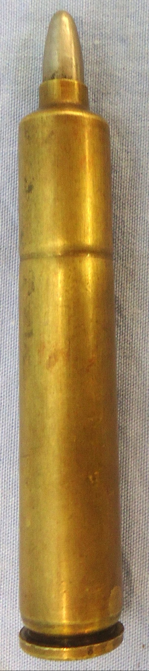 INERT DEACTIVATED. **VERY RARE**. Mexican 5.2mm (5.2x68) Ball Round for the 5.2.mm Montdragon Service Rifle. Sn - 22787:2 INERT DEACTIVATED. **VERY RARE**. Mexican 5.2mm (5.2x68) Ball Round for the 5.2.mm Montdragon Service Rifle. Sn - 22787:2  Other Ammunition - {CATEGORY}