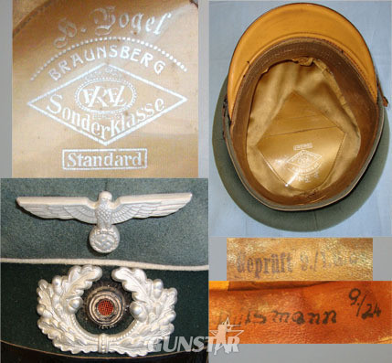  Vogel Braunsberg EREL Sonderklasse Luftwaffe NCO’s & Other Ranks Heer Army Visor Cap By Vogel Braunsberg EREL Sonde Clothing