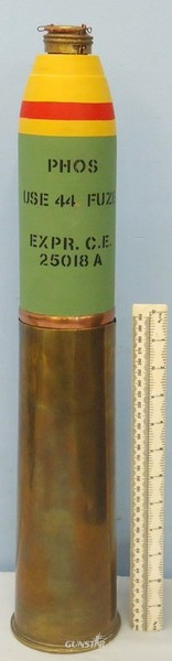 INERT DEACTIVATED. WW1 Unfired British 18 Pdr Phosphorous Smoke Round Manufactur INERT DEACTIVATED. WW1 Unfired British 18 Pdr Phosphorous Smoke Round Manufactur Antique & Militaria in 