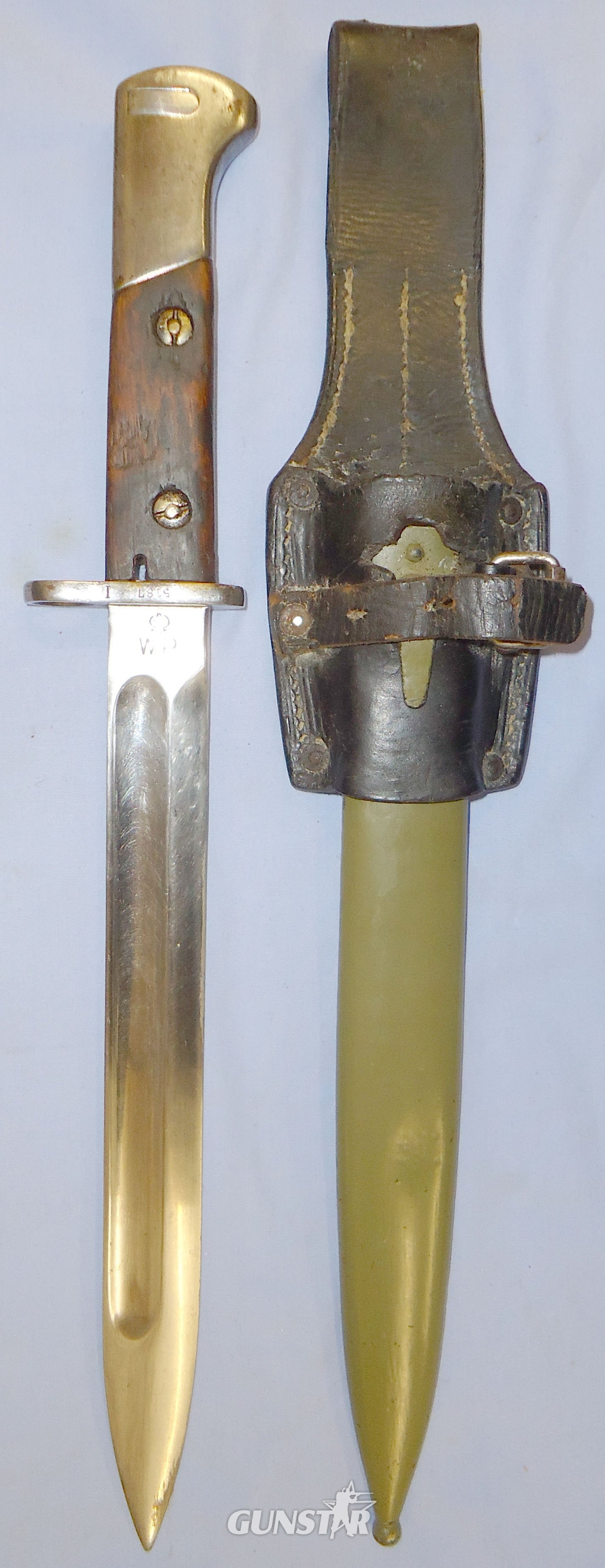 Poland 1929 Pattern Bayonet Scabbard and Frog Produced by Arms Factory in Radom. 2239:7. Bayonet in 