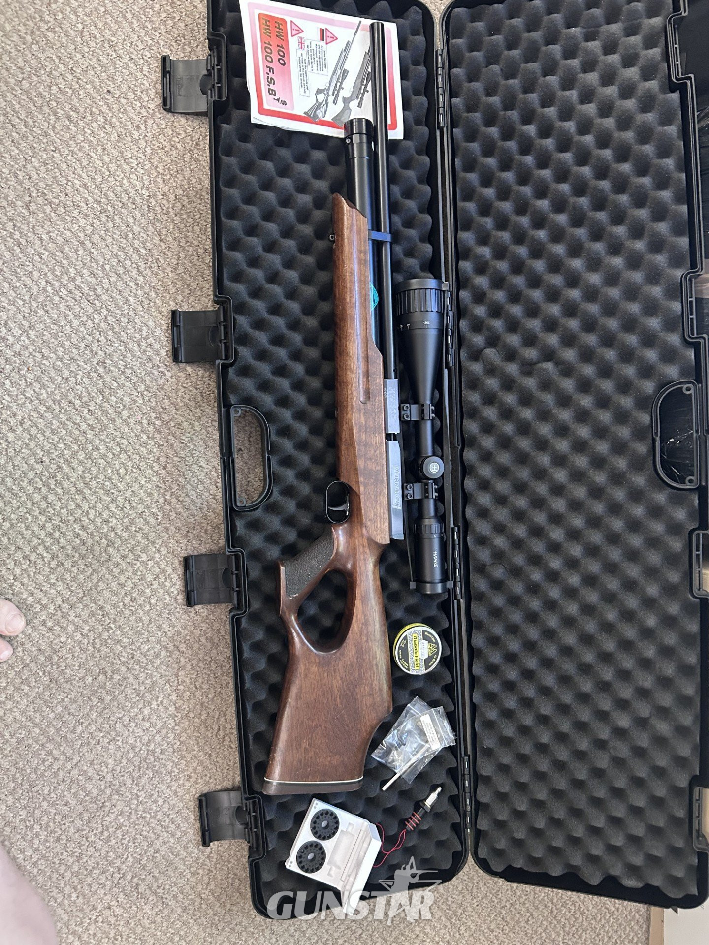 Weihrauch HW100T with a Hawke Vantage 6-24 x 50 Scope .177