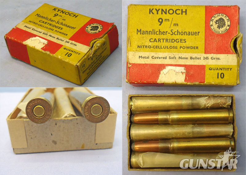 Kynoch INERT DEACTIVATED. British, Original, 10 Round Carton Of Kynoch 9m/m Mannlicher-Schonauer (9x56) Soft Point Cartridges. - O 2052  Other Ammunition in 