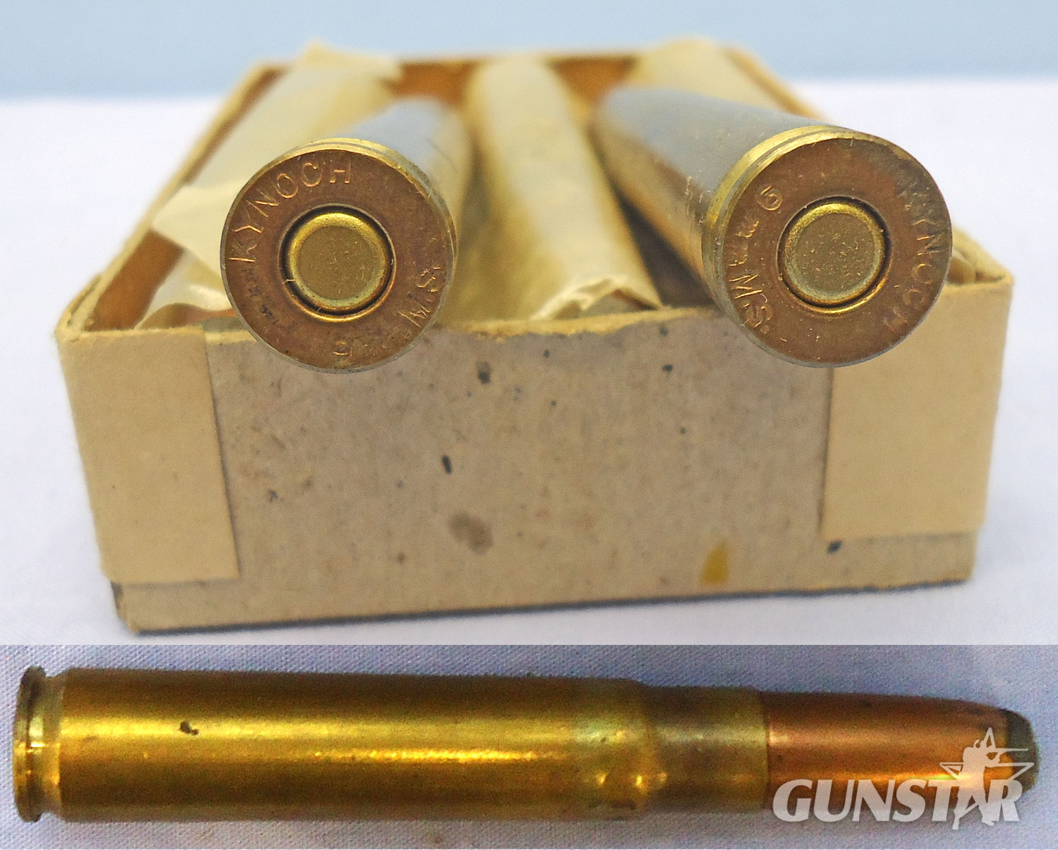 Kynoch INERT DEACTIVATED. British, Original, 10 Round Carton Of Kynoch 9m/m Mannlicher-Schonauer (9x56) Soft Point Cartridges. - O 2052  Other Ammunition