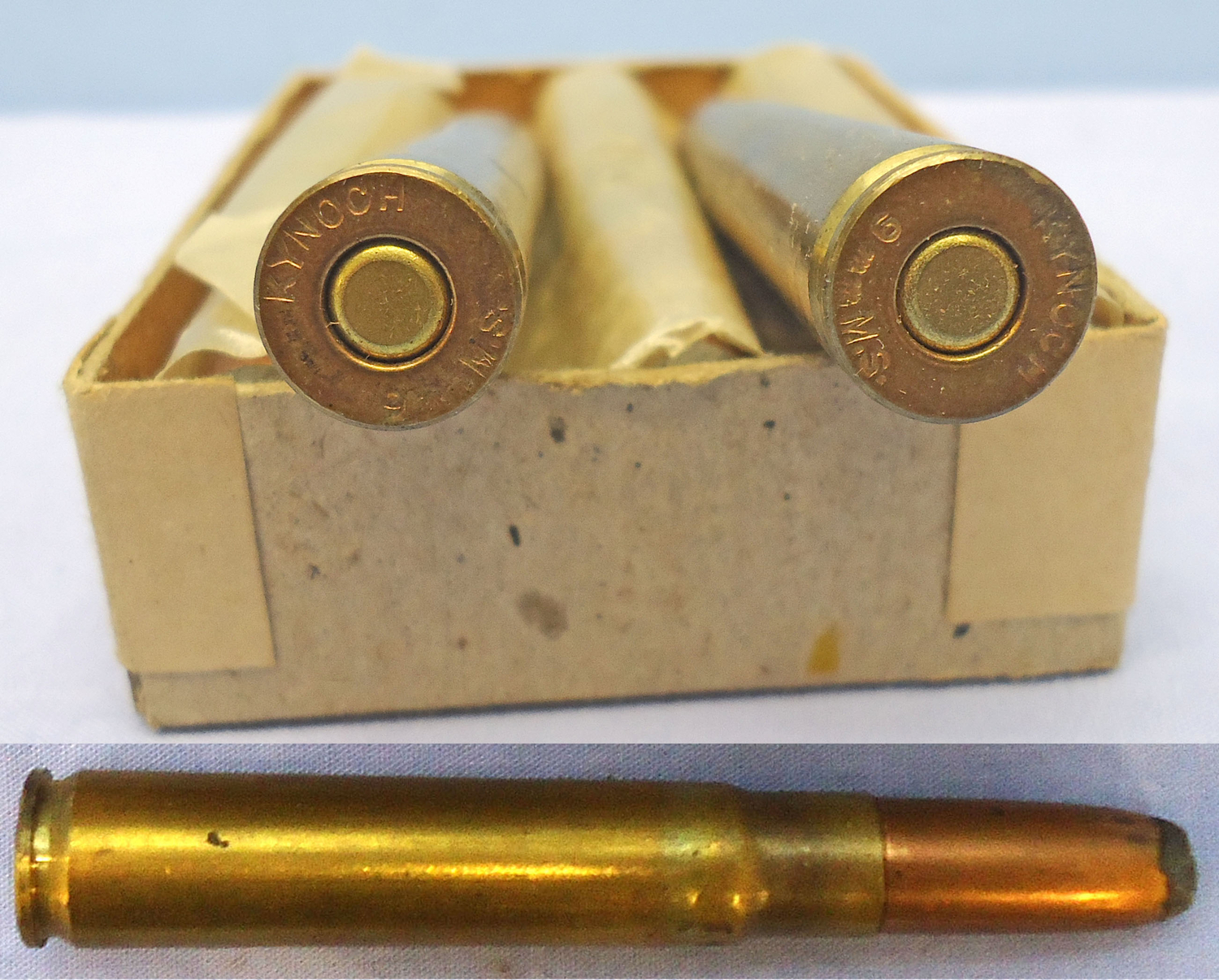 Kynoch INERT DEACTIVATED. British, Original, 10 Round Carton Of Kynoch 9m/m Mannlicher-Schonauer (9x56) Soft Point Cartridges. - O 2052  Other Ammunition