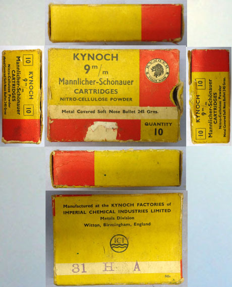  Kynoch INERT DEACTIVATED. British, Original, 10 Round Carton Of Kynoch 9m/m Mannlicher-Schonauer (9x56) Soft Point Cartridges. - O 2052  Other Ammunition
