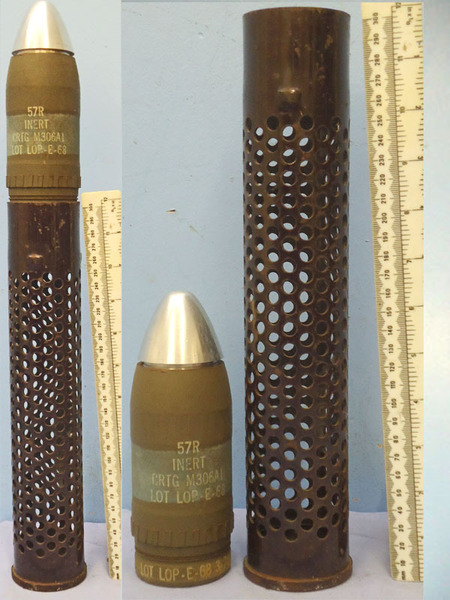  DEACTIVATED INERT. Unfired American 57mm M18 Recoilless Rifle HE (High Explosive) Inert Drill Round. - O 1845 DEACTIVATED INERT. Unfired American 57mm M18 Recoilless Rifle HE (High Explosive) Inert Drill Round. - O 1845  Other Ammunition