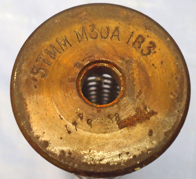 DEACTIVATED INERT. Unfired American 57mm M18 Recoilless Rifle HE (High Explosive) Inert Drill Round. - O 1845 DEACTIVATED INERT. Unfired American 57mm M18 Recoilless Rifle HE (High Explosive) Inert Drill Round. - O 1845  Other Ammunition 