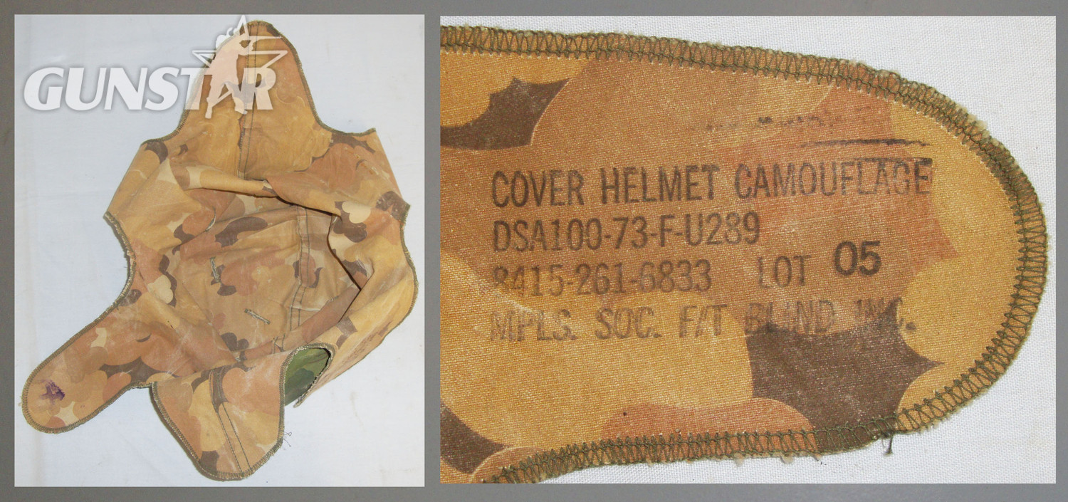  Original 1973 Dated Mitchell Pattern Reversible Vietnam M1 Helmet Camouflage Cover. HE 342. Original 1973 Dated Mitchell Pattern Reversible Vietnam M1 Helmet Camouflage Cover. HE 342. Other Accessory