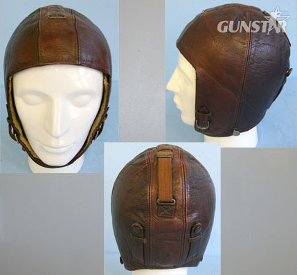 Luftwaffe K33 Fighter Pilot’s Brown Leather, Fleece Lined, Combat Flying Helmet  K33 Fighter Pilot’s Brown Leather, Fleece Lined, Combat Flying Helmet By Wriegal Clothing