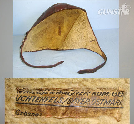  Luftwaffe K33 Fighter Pilot’s Brown Leather, Fleece Lined, Combat Flying Helmet  K33 Fighter Pilot’s Brown Leather, Fleece Lined, Combat Flying Helmet By Wriegal Clothing