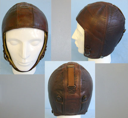 Luftwaffe K33 Fighter Pilot’s Brown Leather, Fleece Lined, Combat Flying Helmet  K33 Fighter Pilot’s Brown Leather, Fleece Lined, Combat Flying Helmet By Wriegal Clothing